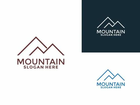 Mountain line art logo design vector template. Minimalist and modern vector.. Stock Illustration