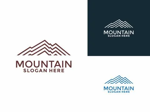 Mountain line art logo design vector template. Minimalist and modern peak m.. Stock Illustration