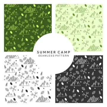 Mountain line art seamless pattern background Stock Illustration