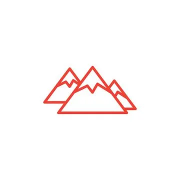 Mountain Line Red Icon On White Background. Red Flat Style Vector Illustration Stock Illustration