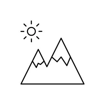 Mountain linear icon on white background. Vector illustration Stock Illustration