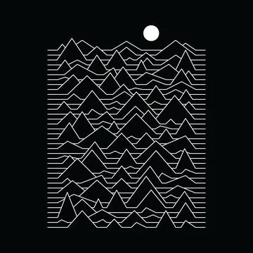 Mountain Lines Graphic Illustration Vector Art T-shirt Design Stock Illustration