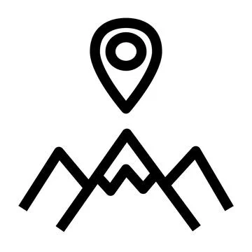 Mountain location flat outline icon Stock Illustration