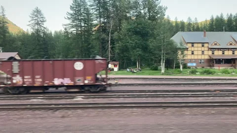 Mountain Lodge and Train Stock Footage 156973357