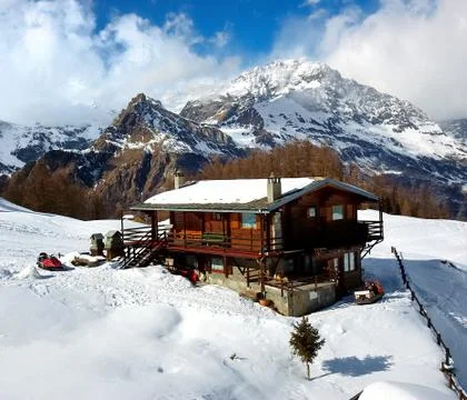 Mountain lodge Stock Photos
