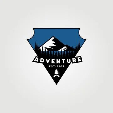 Mountain logo campfire vector illustration design Stock Illustration