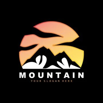 Mountain Logo Design, Vector Place For Nature Lovers Hiker Stock Illustration