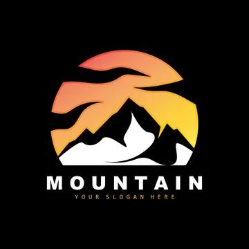 Mountain Logo Design, Vector Place For Nature Lovers Hiker Stock Illustration