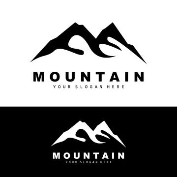 Mountain Logo Design, Vector Place For Nature Lovers Hiker Stock Illustration