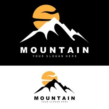 Mountain Logo Design, Vector Place For Nature Lovers Hiker Stock Illustration