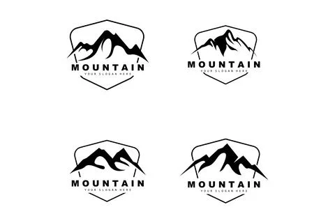 Mountain Logo Design, Vector Place For Nature Lovers Hiker Stock Illustration