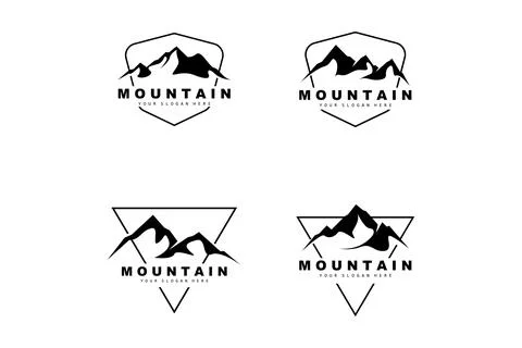Mountain Logo Design, Vector Place For Nature Lovers Hiker Stock Illustration