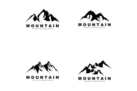 Mountain Logo Design, Vector Place For Nature Lovers Hiker Stock Illustration