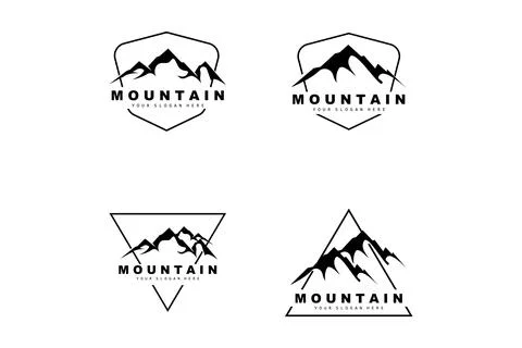 Mountain Logo Design, Vector Place For Nature Lovers Hiker Stock Illustration