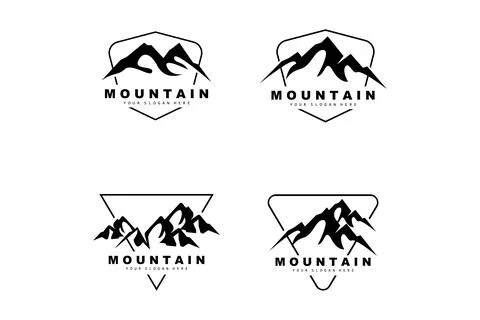 Mountain Logo Design, Vector Place For Nature Lovers Hiker Stock Illustration