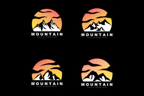 Mountain Logo Design, Vector Place For Nature Lovers Hiker Stock Illustration