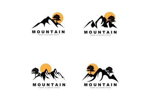 Mountain Logo Design, Vector Place For Nature Lovers Hiker Stock Illustration