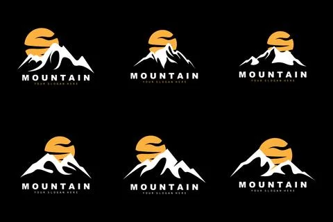 Mountain Logo Design, Vector Place For Nature Lovers Hiker Stock Illustration