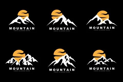 Mountain Logo Design, Vector Place For Nature Lovers Hiker Stock Illustration