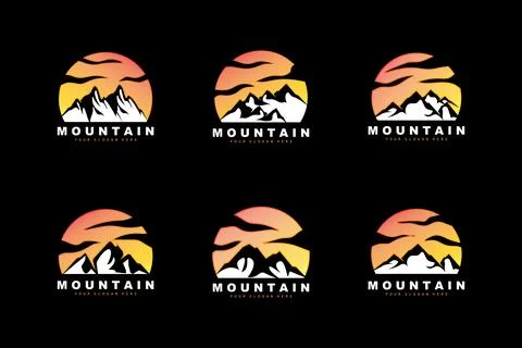 Mountain Logo Design, Vector Place For Nature Lovers Hiker Stock Illustration
