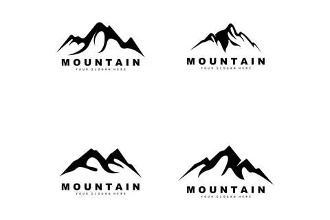 Mountain Logo Design, Vector Place For Nature Lovers Hiker Stock Illustration