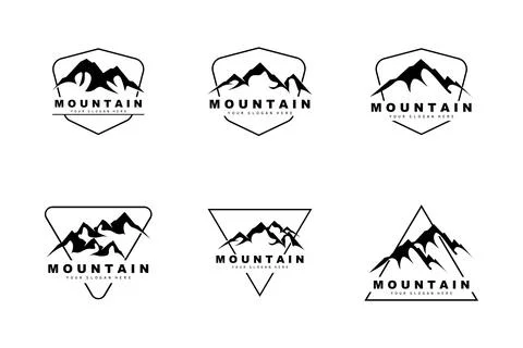 Mountain Logo Design, Vector Place For Nature Lovers Hiker Stock Illustration
