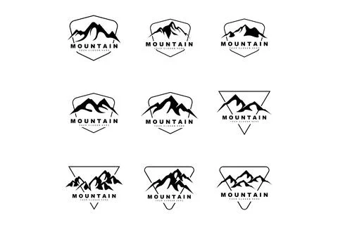 Mountain Logo Design, Vector Place For Nature Lovers Hiker Stock Illustration