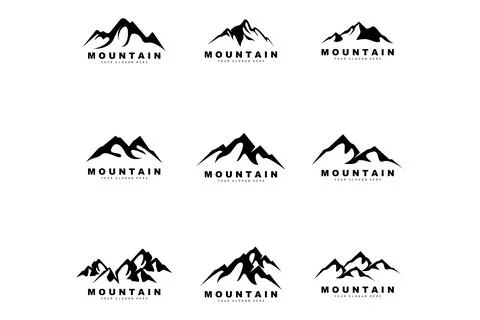 Mountain Logo Design, Vector Place For Nature Lovers Hiker Stock Illustration