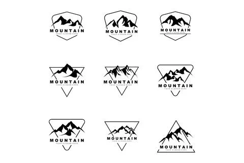 Mountain Logo Design, Vector Place For Nature Lovers Hiker Stock Illustration