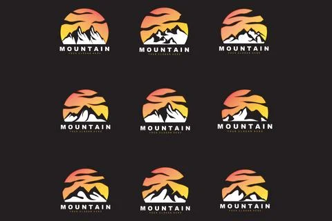 Mountain Logo Design, Vector Place For Nature Lovers Hiker Stock Illustration