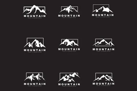 Mountain Logo Design, Vector Place For Nature Lovers Hiker Stock Illustration