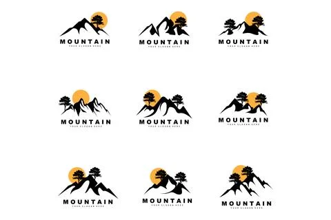 Mountain Logo Design, Vector Place For Nature Lovers Hiker Stock Illustration