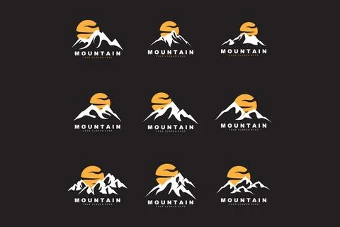 Mountain Logo Design, Vector Place For Nature Lovers Hiker Stock Illustration