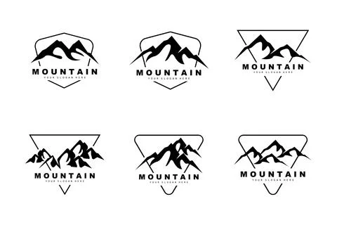 Mountain Logo Design, Vector Place For Nature Lovers Hiker Stock Illustration