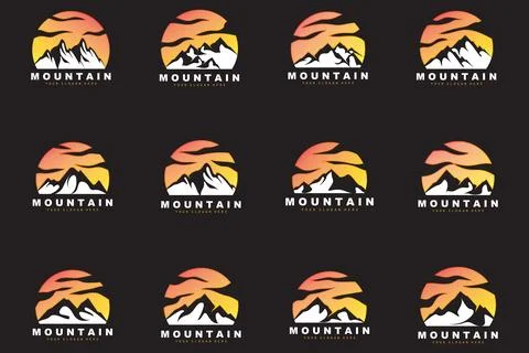 Mountain Logo Design, Vector Place For Nature Lovers Hiker Stock Illustration