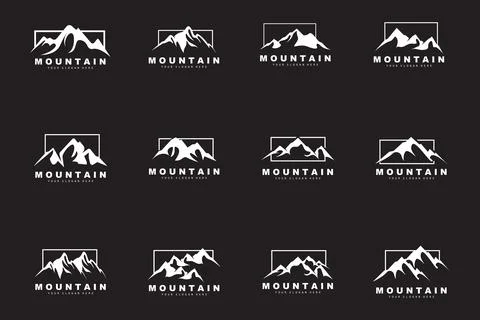 Mountain Logo Design, Vector Place For Nature Lovers Hiker Stock Illustration