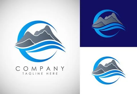 Mountain Logo. Mountain peak summit logo design. Outdoor hiking adventure i.. Stock Illustration