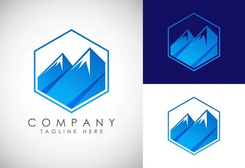 Mountain Logo. Mountain peak summit logo design. Outdoor hiking adventure i.. Stock Illustration