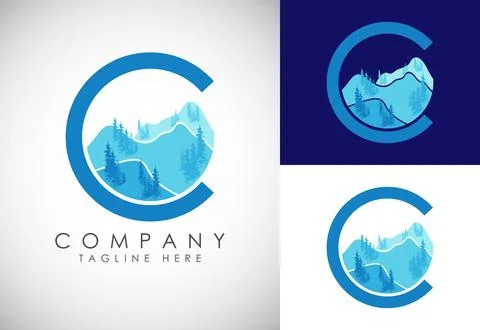 Mountain Logo. Mountain peak summit logo design. Outdoor hiking adventure i.. Stock Illustration