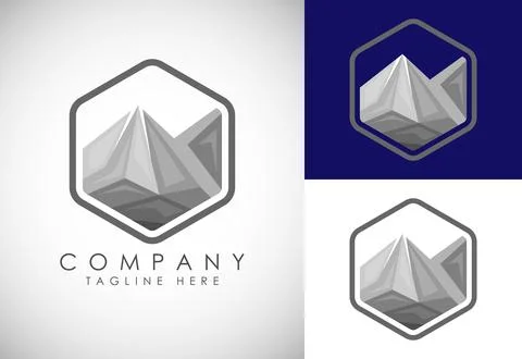Mountain Logo. Mountain peak summit logo design. Outdoor hiking adventure i.. Illustrazione stock