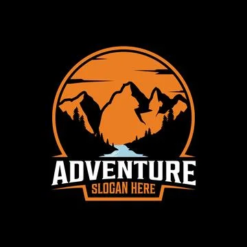Mountain logo outdoor emblem circle Stock Illustration