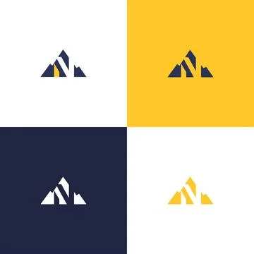 Mountain logo with simple and modern initials of the letter NV 2 Stock Illustration