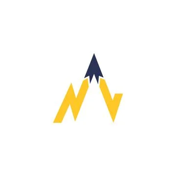Mountain logo with simple and modern initials of the letter NV 5 Stock Illustration