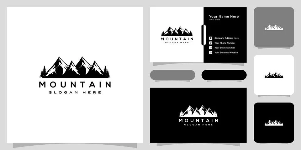 Mountain logo vector design and business card Stock Illustration