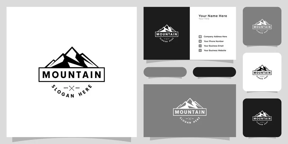 Mountain logo vector design and business card Stock Illustration