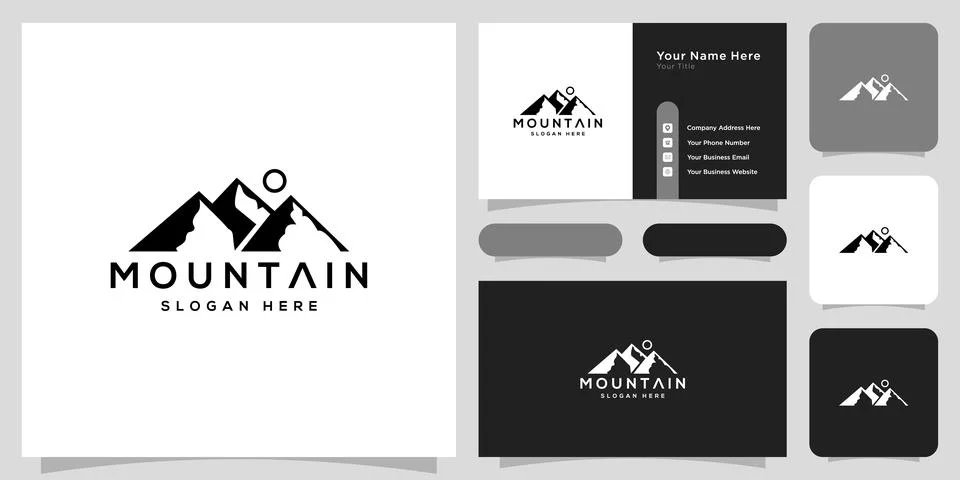 Mountain logo vector design and business card Stock Illustration