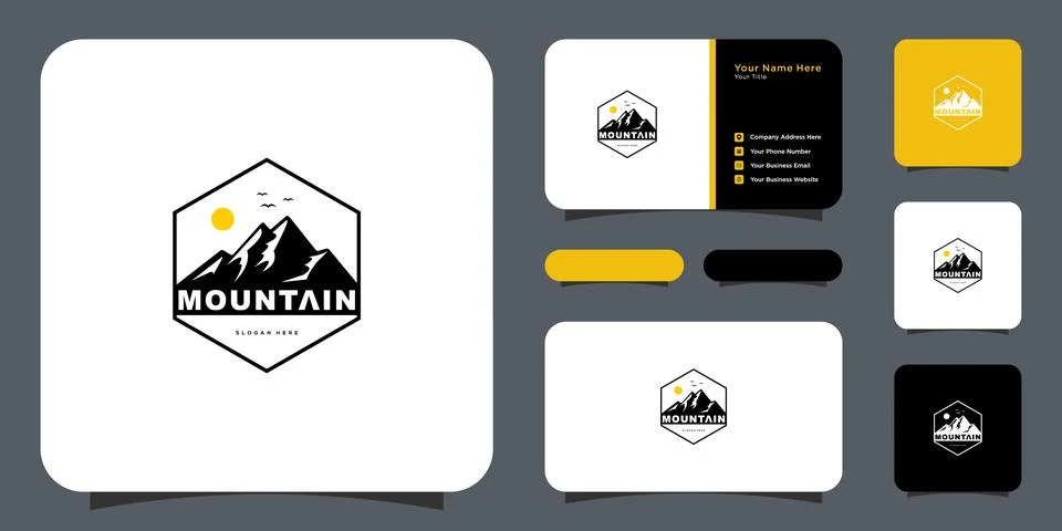 Mountain logo vector design and business card Stock Illustration