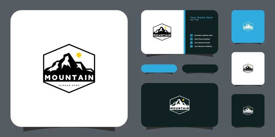 Mountain logo vector design and business card Stock Illustration
