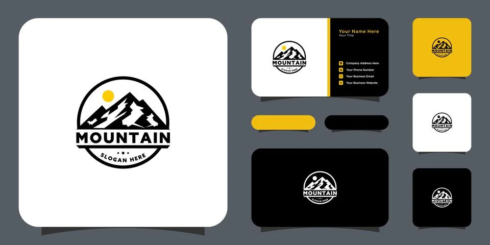 Mountain logo vector design and business card Stock Illustration