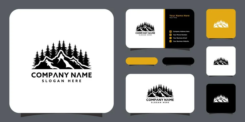 Mountain logo vector design and business card Stock Illustration